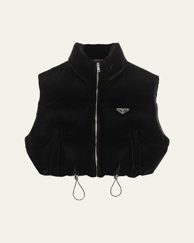 Velvet Drawcord Puffer Jacket